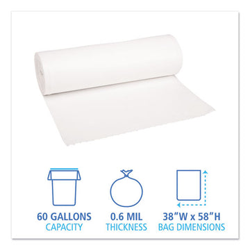 Boardwalk® Low-density Waste Can Liners, 60 Gal, 0.6 Mil, 38" X 58", White, 100-carton freeshipping - TVN Wholesale